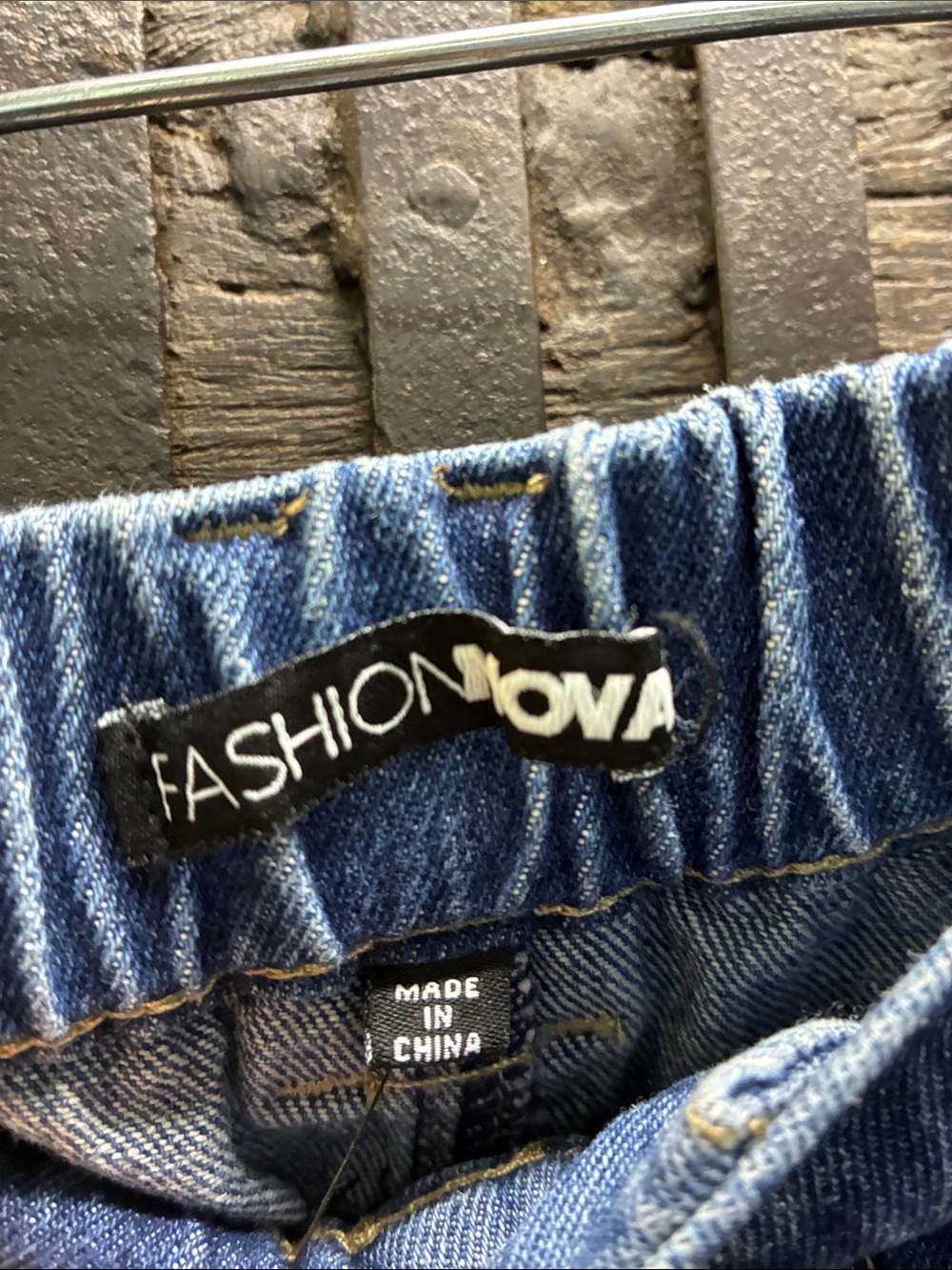 Fashion Nova Blue Relaxed Cargo Denim Jeans with Elastic Cuffs - Picture 3 of 9